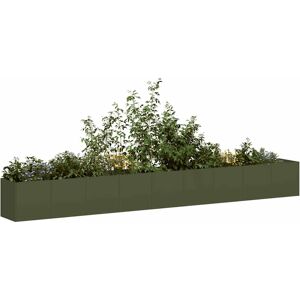 vidaXL Plantekasse olivengrønn 360x40x40 cm kaldvalset stål