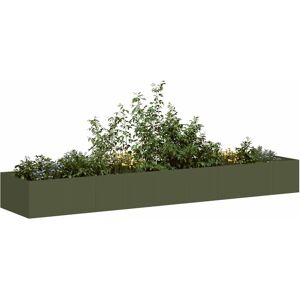 vidaXL Plantekasse olivengrønn 360x80x40 cm stål