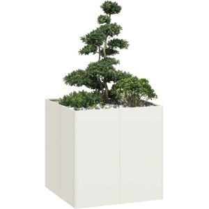 vidaXL Plantekasse hvit 80x80x80 cm stål