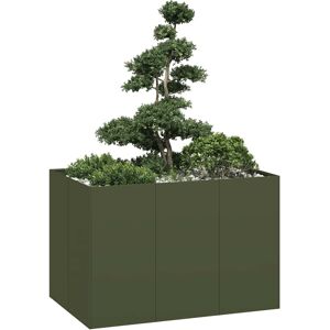 vidaXL Plantekasse olivengrønn 120x80x80 cm stål