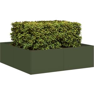 vidaXL Plantekasse olivengrønn 100x100x30 cm stål