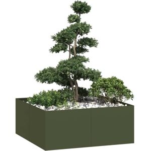 vidaXL Plantekasse olivengrønn 100x100x40 cm stål