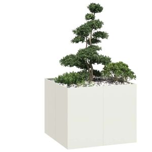 vidaXL Plantekasse hvit 100x100x80 cm stål