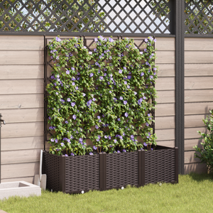 vidaXL Hageplantekasse med Spalier 3 stk Brun 120x40x143 cm