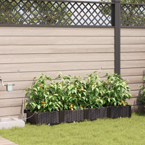 vidaXL Hageplanter med Vanningssystem 4 stk Brun