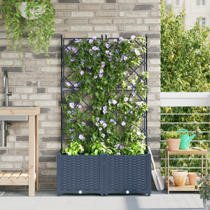 vidaXL Hagepotte med Espalier 2 stk Grå 80x40x143 cm