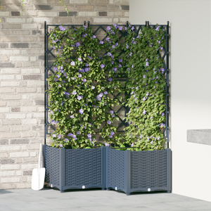 vidaXL Hageplanter med trellis 3 stk Grå 80x80x143 cm