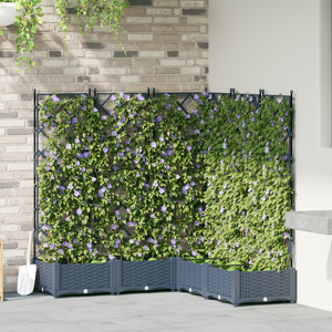 vidaXL Hageplantekasse med Rutenett 5 stk Grå 120x120x125.5 cm