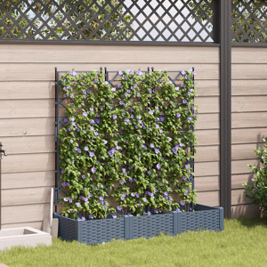vidaXL Hagekrukke med trellis 3 stk Lysegrå 120x40x125.5 cm