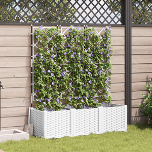 vidaXL Hageplante med ettype 3 stk Hvit 120x40x143 cm
