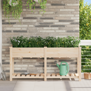 vidaXL Hageplanter med hylle 161x43x76 cm Solid tre furu
