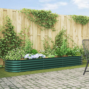 vidaXL Hagehevet Bed Grønn 320x80x44 cm Galvanisert Stål