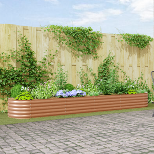 vidaXL Hevet hageseng brun med trelook 400x80x44 cm stål