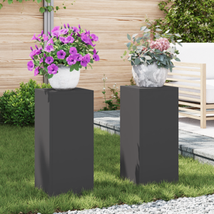 vidaXL Utendørs Plante Stativ Søyle 2 stk Svart 24x24x55 cm Stål