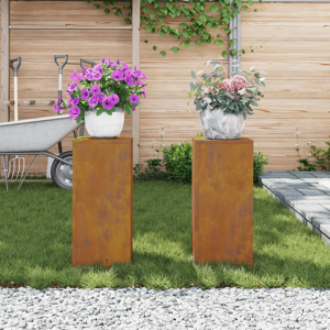 vidaXL Utendørs Plantestativer Pillar 2 stk 24x24x55 cm Værfest Stål