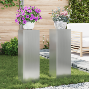 vidaXL Utendørs Plante Stativ Søyler 2 stk 24x24x75 cm Galvanisert Stål