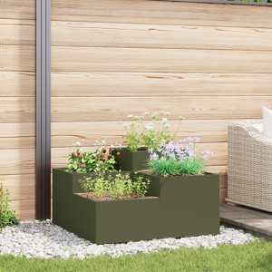 vidaXL Hageplanting 100x100x48 cm Olivengrønn Stål