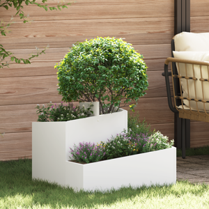 vidaXL Plastplanteboks Hvit Plast Medium Dekorative innlegg