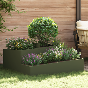 vidaXL Potte og Planter Olivengrønn Metall 100 cm lengde Planter