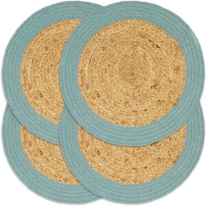 vidaXL Bordmatter 4 stk naturell og grønn 38 cm rund jute og bomull