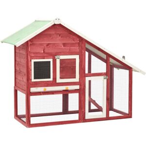 vidaXL Kaninbur rød og hvit 140x63x120 cm heltre gran