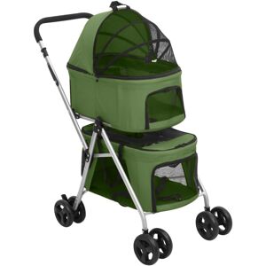 vidaXL Hundevogn 2-lags sammenleggbar grønn 83x48x97 cm oxford-stoff