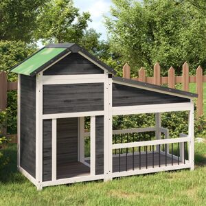 vidaXL Hundekennel grå 143x60,5x109 cm heltre furu