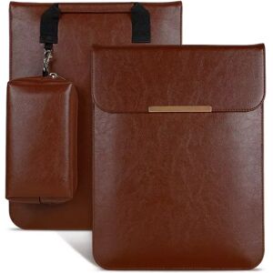 INCOVER Macbook 13-14" Sleeve i Kunstskinn til MacBook m. m. Liten Veske (33 x 25 cm) - Mørkebrun