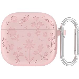 INCOVER Apple AirPods (4. gen.) Silikon Deksel med Karabinkrok og Blomsterdesign - Rosa