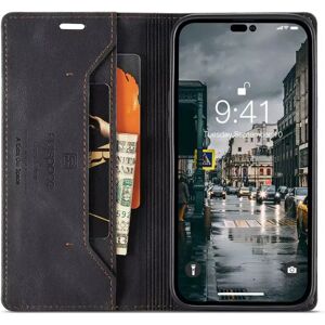 INCOVER iPhone 14 Pro Retro PU Skinn Flip Deksel med Lommebok/Kortholder - Svart