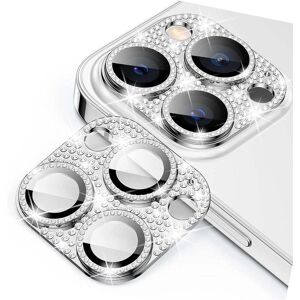iPhone 16 Pro / 16 Pro Max Enkay Glassbeskyttelse for Kameralinse m. Rhinstenen - Sølv