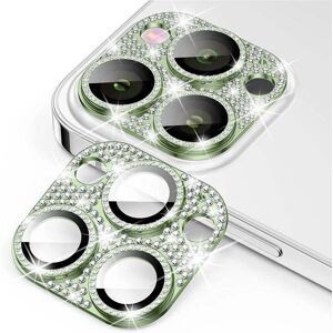 iPhone 16 Pro / 16 Pro Max Enkay Glassbeskyttelse for Kameralinse m. Rhinstenen - Grønn