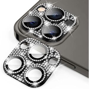 iPhone 16 Pro / 16 Pro Max Enkay Glassbeskyttelse for Kameralinse m. Rhinstenen - Svart