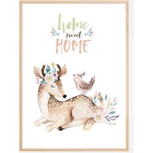 Bildverkstad Deer With Flowers Plakat (21x29.7 Cm (A4))