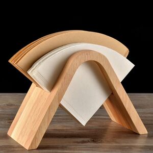 shopnbutik Coffee Filter Holder Coffee Storage Rack Filter Box Paper Base Bracket Display Stand Wooden V Holder