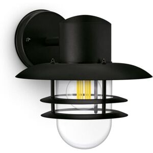 Philips Inyma-vegglampe, 25 W, E27, ingen pære, Vegglys, Sort, Aluminium, IP44, Fasade, Hage, Terrasse, I