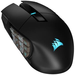 Corsair Scimitar Elite - Mus - RGB - optisk - 16 knapper - trådløs, kablet - 2.4 GHz, Bluetooth, USB - USB Slipstream trådløs mottaker