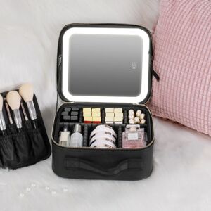 NICELAND TM1060 Large Capacity With Lamp Makeup Bag Portable, Color: Small Black