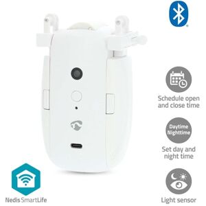 Nedis SmartLife Gardinrobot I-Skinne / U-Skinne Draper / Gardiner Batteri drevet / USB-Strøm 4000 mAh Bluetooth® Hvit