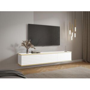 Móvel de TV suspenso com 3 portas em MDF branco e dourado - ALESAR de Pascal MORABITO