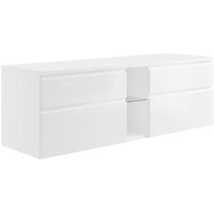 Vente-unique Móvel suspenso para colocar sob o lavatório branco 150 cm - MAGDALENA II