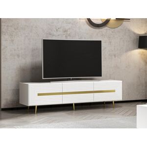 Móvel de TV com 3 portas branco e dourado - MOLYA de Pascal MORABITO