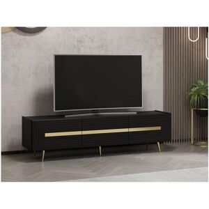 Móvel de TV com 3 portas preto e dourado - MOLYA de Pascal MORABITO