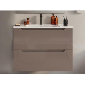 Vente-unique Móvel suspenso lavatório individual taupe 80 cm - STEFANIE