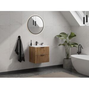 Vente-unique Móvel suspenso estriado para lavatório natural claro C60 cm - ZEVARA