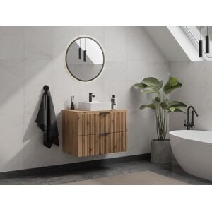 Vente-unique Móvel suspenso estriado para lavatório natural claro C80 cm - ZEVARA