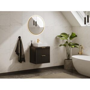 Vente-unique Móvel suspenso estriado para lavatório preto C60 cm - ZEVARA