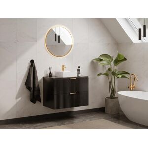 Vente-unique Móvel suspenso estriado para lavatório preto C80 cm - ZEVARA