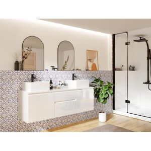Vente-unique Móvel suspenso para colocar sob o lavatório branco 150 cm - JIMENA II