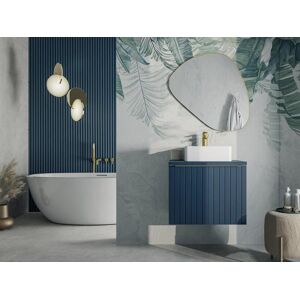 Vente-unique Móvel suspenso para colocar sob o lavatório estriado azul 60 cm - JOSEPHA